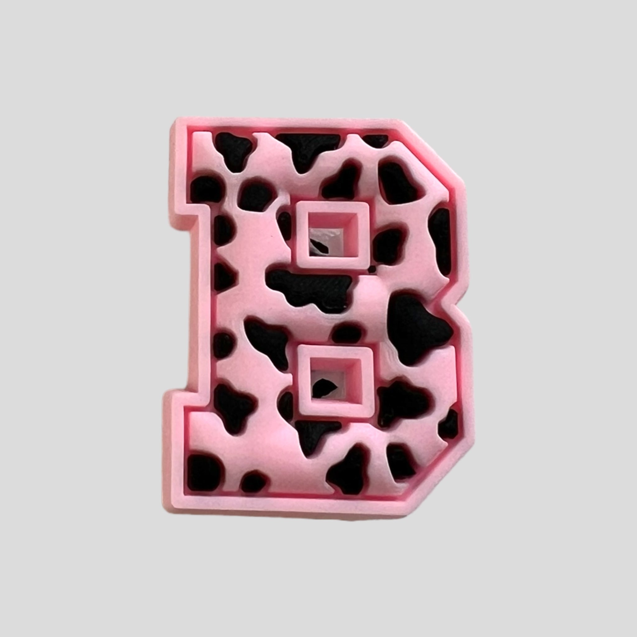 B | Pink Leopard Print Letters | Croc Charms – Sports Mode Charms