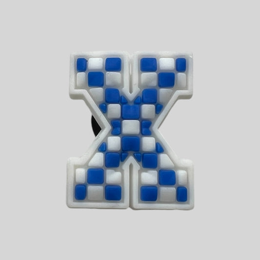 X | Blue Chequered Letters