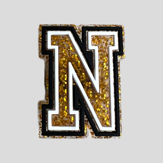N | Gold Glitter Letters