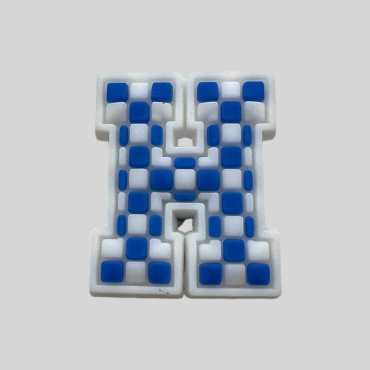 H | Blue Chequered Letters