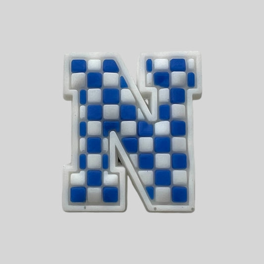 N | Blue Chequered Letters